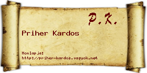 Priher Kardos névjegykártya